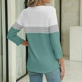 thumbnail image 5 of Texiao Women's V Neck 3/4 Sleeve Tops Color Block/Solid Shirts Basic Summer Tees, 5 of 7