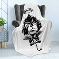 thumbnail image 4 of Gorilla Soft Flannel Fleece Blanket, Illustration of a Creative Angelic Monkey with Wings Furry Grumpy Creature, Cozy Plush for Indoor and Outdoor Use, 70" x 90", Charcoal Grey White, by Ambesonne, 4 of 5