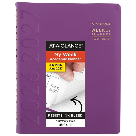 AT-A-GLANCE Contemporary Academic 2026-2027 Weekly Monthly Planner Purple Large