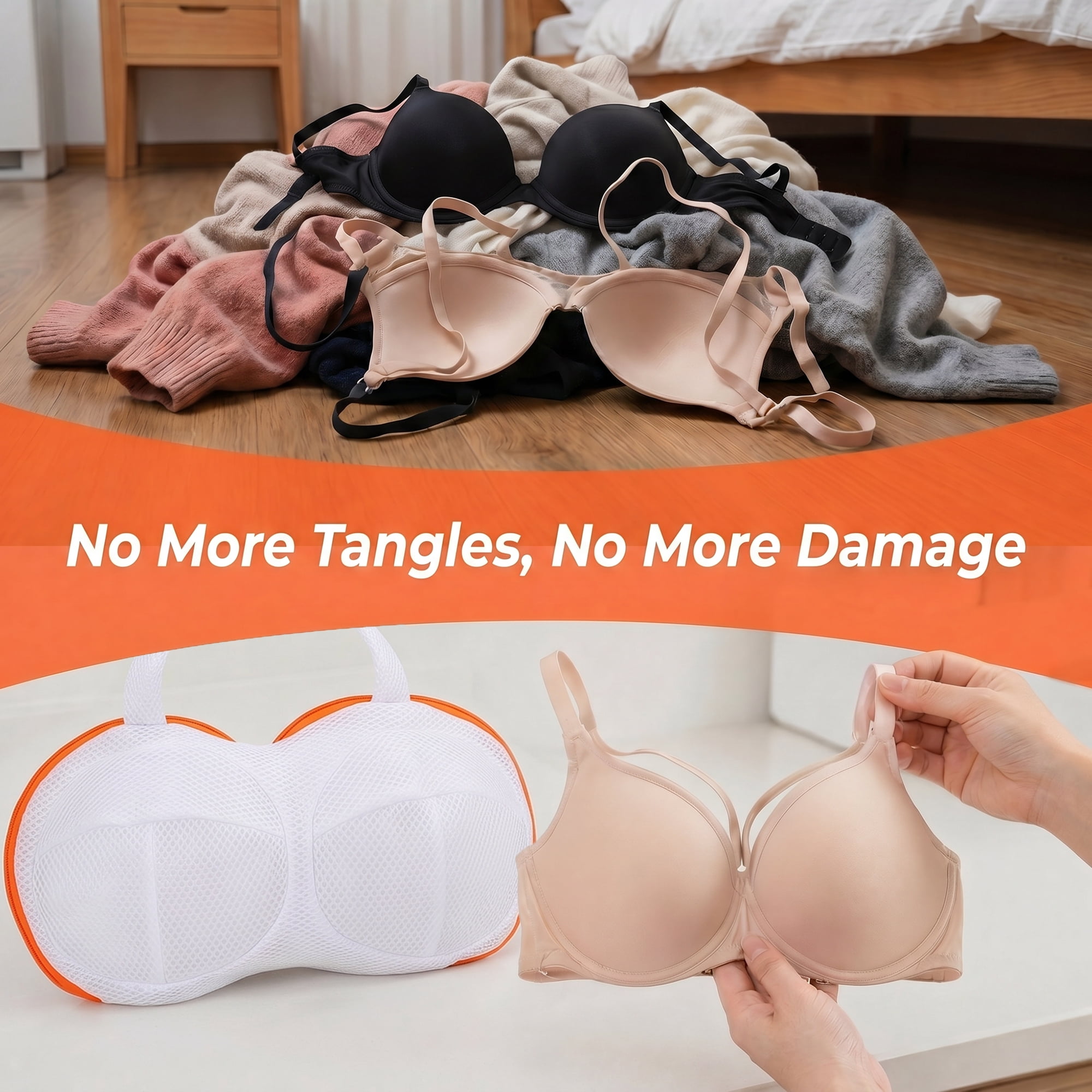 Unique Bargains Bra Laundry Bag, Mesh Lingerie Wash Bags for Zippered Fine Mesh Orange 12.8"x8.3"