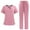 Pink, variant on LYMAYTER Women Medical Uniform Set Quick Dry Nurse Uniform Stretch Contrast Binding 2 Piece Medical Uniform S-2XL