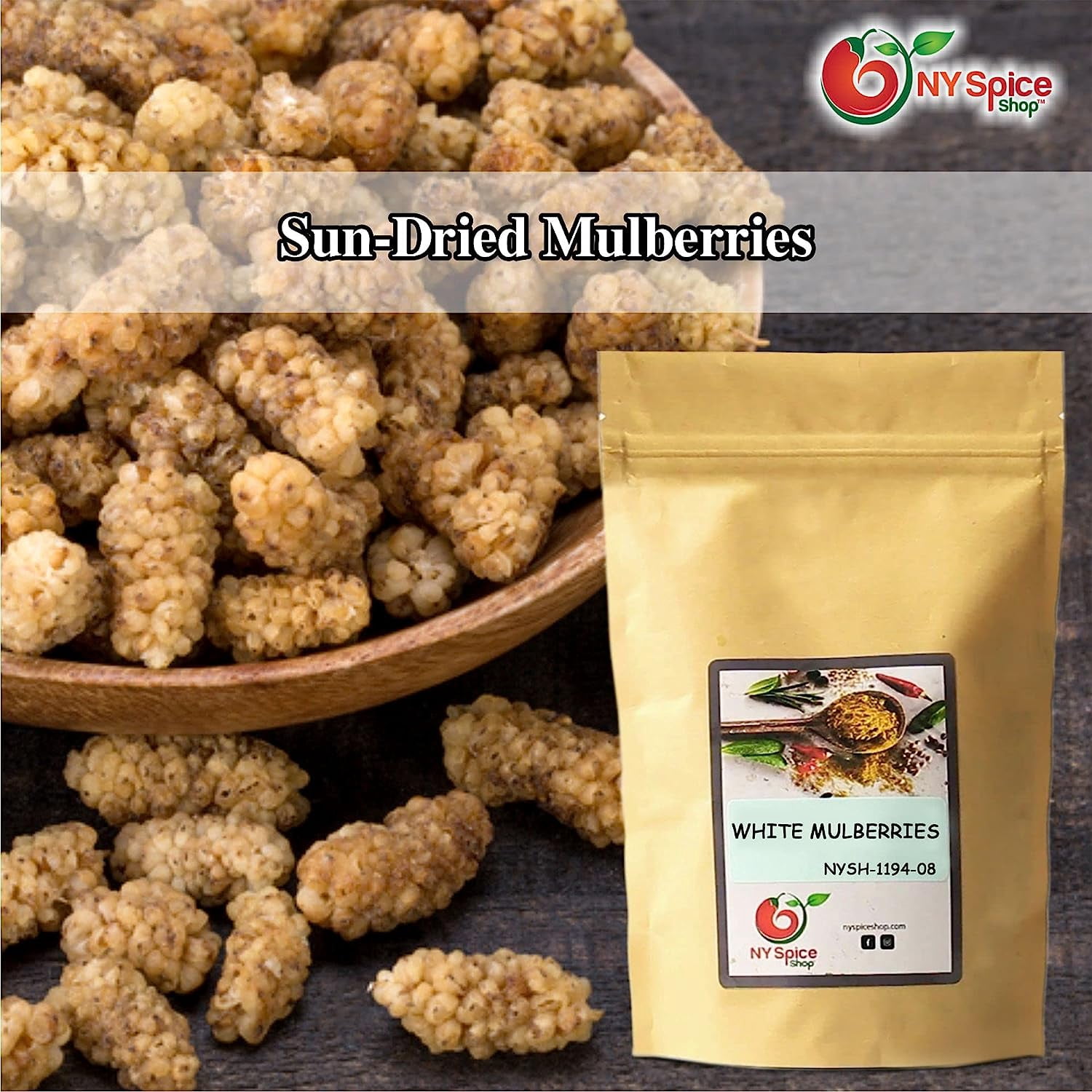 NY SPICE SHOP White Dried Mulberry – 5 Pound All Natural & Sun-Dried Mulberries - Delicious Healthy Berries