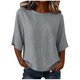thumbnail image 2 of Neewe Women's Summer Casual Crewneck Half Sleeve T-Shirts Plain Loose Fit Cotton Linen Basic Tops Tees Blouses, 2 of 8
