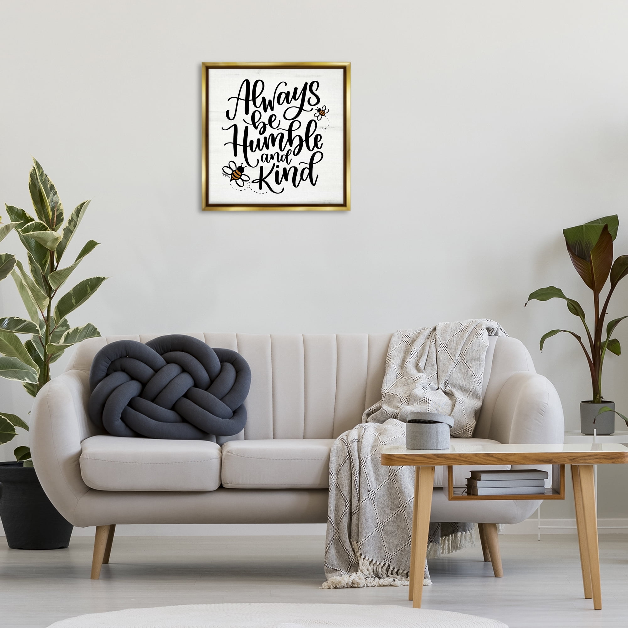 Stupell Industries Inspiring Humble & Kind Animals Painting Gold Floater Framed Canvas Art Print Wall Art, 25 x 25