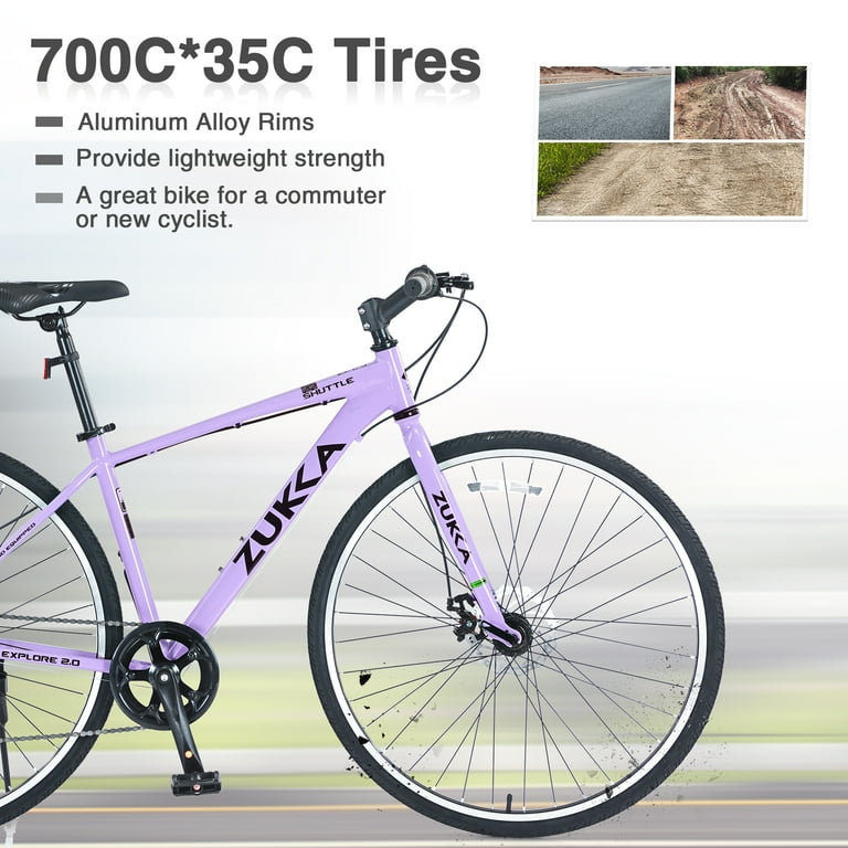 700C Hybrid Road Bike Shimano 7-Speed Adult Bike Steel Frame City