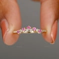 thumbnail image 4 of Pink Sapphire & Diamond Crown Ring, Alternate Gemstone Band Ring, Matching Band, Curve Ring, Stackable Ring, Dainty Band For Women, 4 of 5