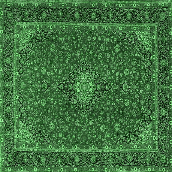Ahgly Company Indoor Square Medallion Emerald Green Traditional Area Rugs, 3' Square