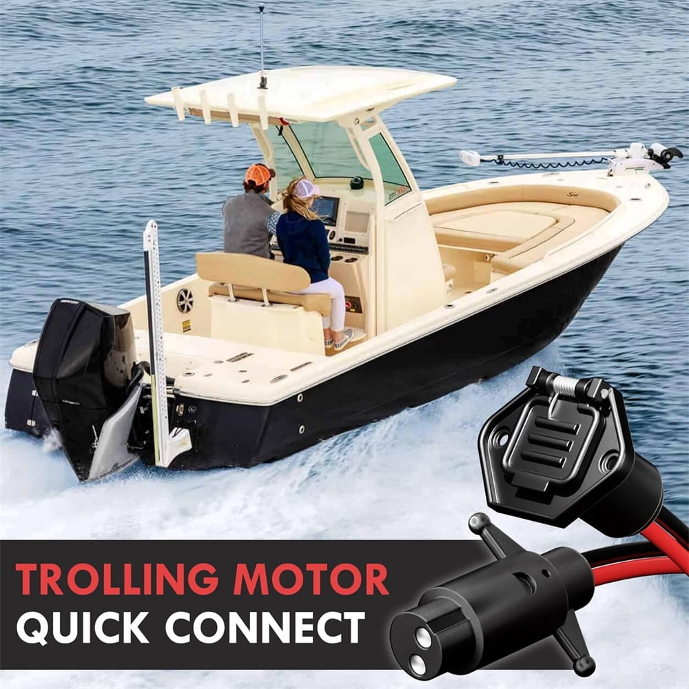 Furulu 2 Wire Trolling Motor Plug Trolling Motor Socket For Marine Boats Kayaks 12V 24V