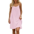 thumbnail image 4 of Backless Dresses for Women Sleeveless Spaghetti Strap Cami Mini Dresses Summer Beach Vacation Flowy Solid Color Sundress, 4 of 7