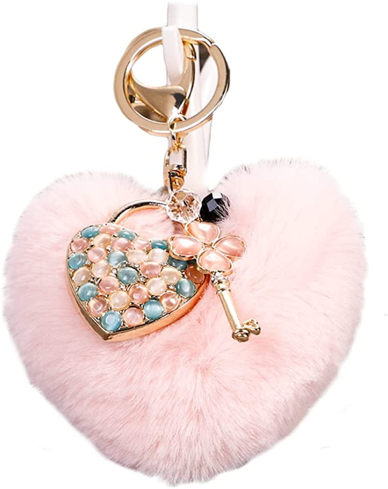 Homemaxs Heart Keychain Pom Keychains Girls Shaped Bulk, Girl's, Size: One Size