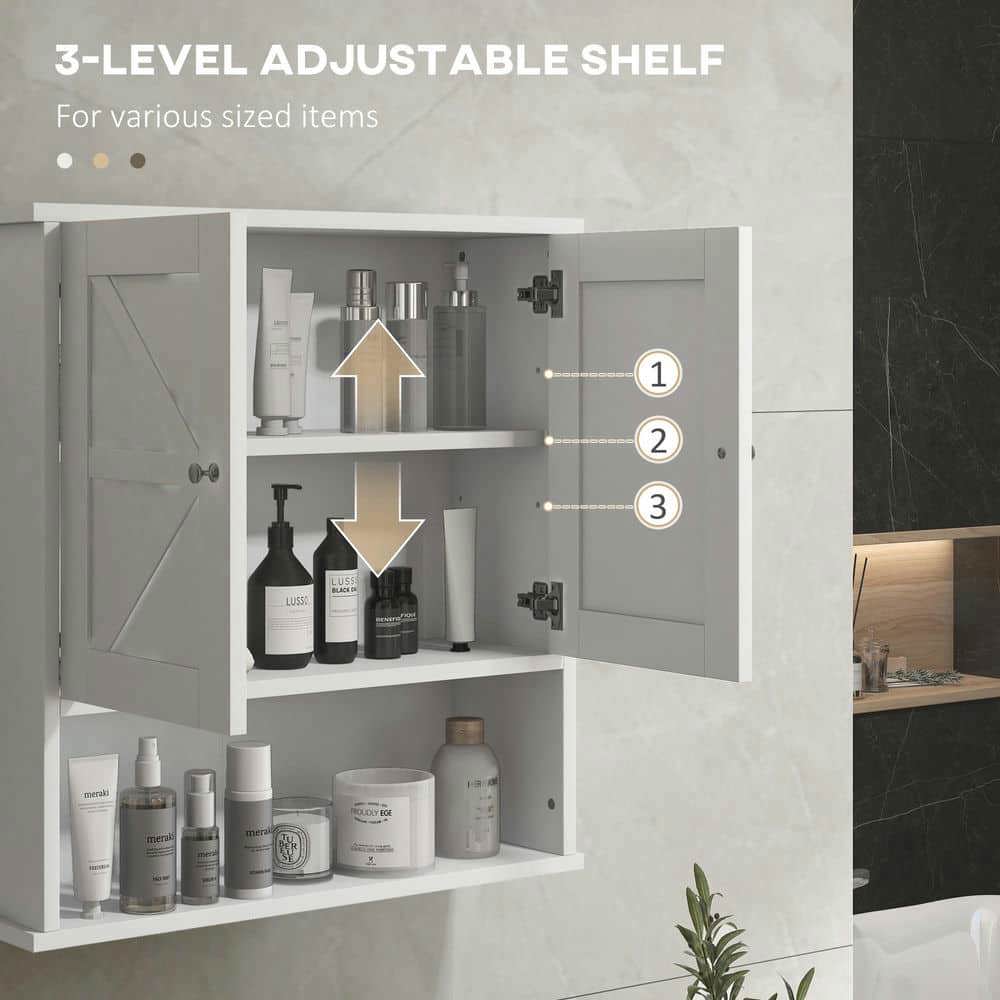 Spaco Farmhouse Medicine Cabinet, Bathroom Cabinet with Barn Doors and Adjustable Shelf, Wall Cabinet for Indoor as Living Room, Bedroom, Bathroom, Entryway, White