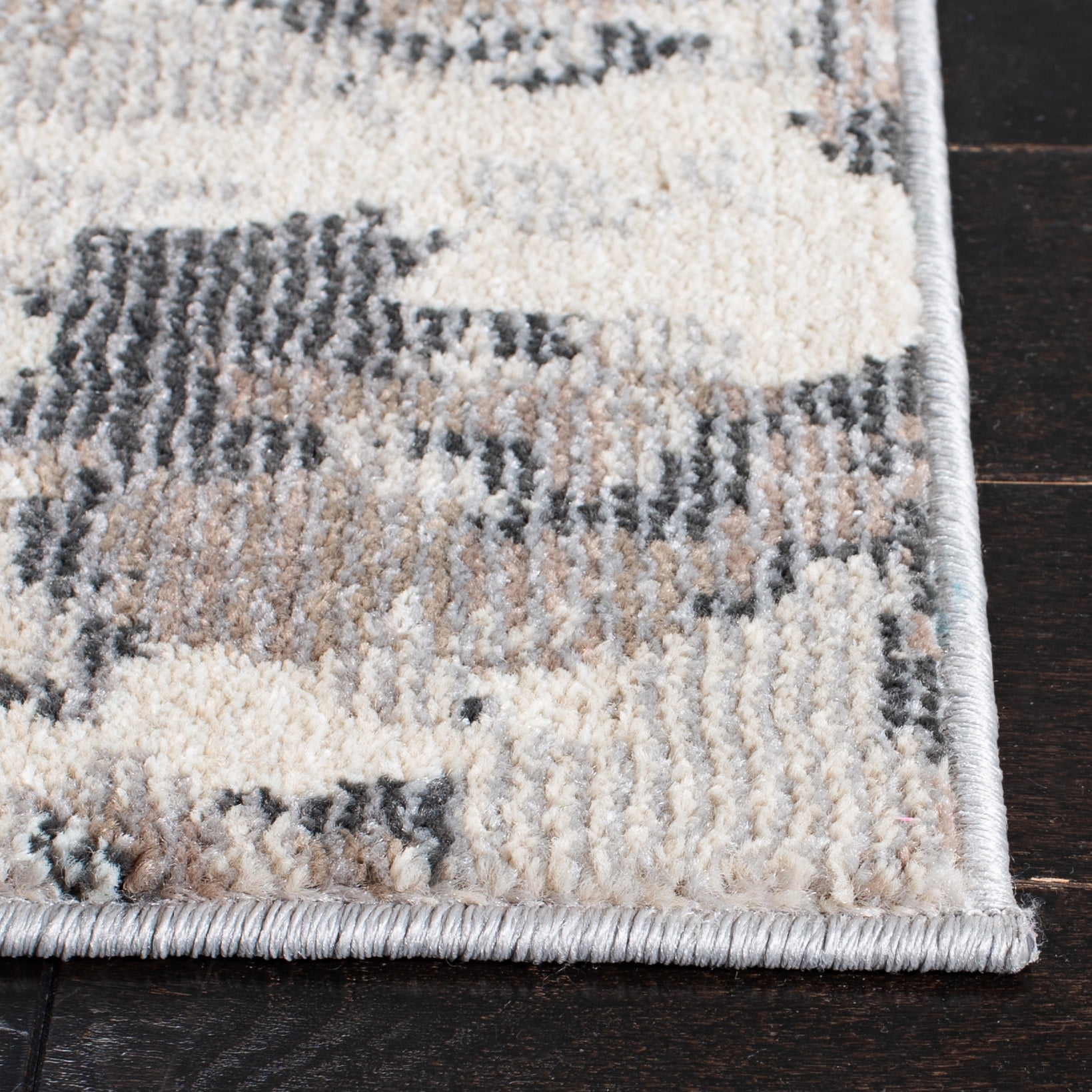 SAFAVIEH Madison Candelario Abstract Polka Dots Runner Rug, Grey/Beige, 2' x 8'