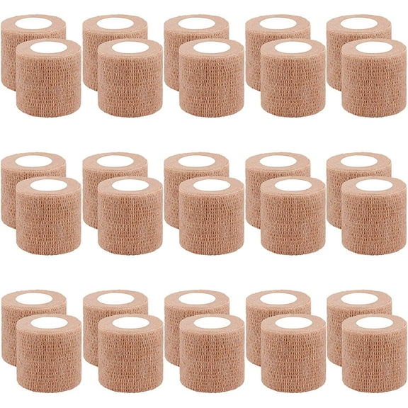 30 Rolls Self Adherent Wrap Stretch Bandages Self Adhesive Bandage Wrap 2 inch Self Stick Bandage Wrap Tape for Wrist Ankle Swelling Sprains (Beige)