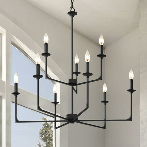 Luxury Transitional Chandelier, Matte Black, UQL4989