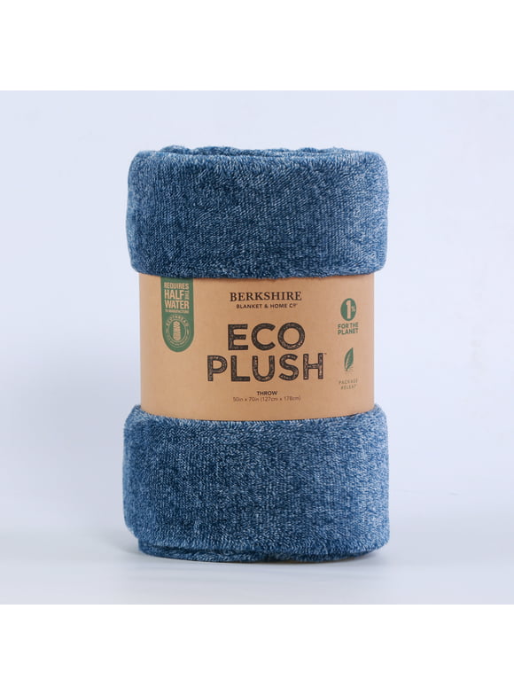 Berkshire Blanket & Home Co Eco Plush Throw Blanket, Blue, Oversized Throw