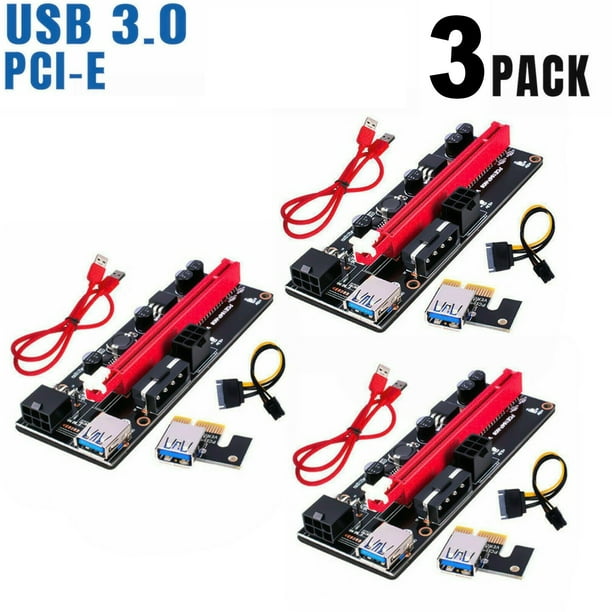 boykot Genoptag kaptajn PCIE Riser VER 009S 1X to 16X Extender for GPU Mining Powered Riser Adapter  Card, 60cm USB 3.0 Cable Graphics, 4 Solid Capacitors, Two 6PIN and Molex 3  Power Options (3-Pack) - Walmart.com