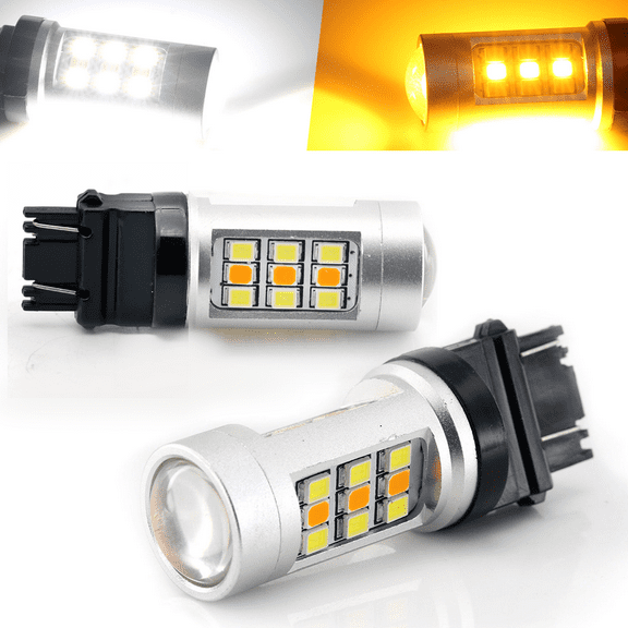 3157 High Power White/Amber Dual Color 3535 Chip 33-LED Type 1 Switchback Turn Signal Light Bulbs