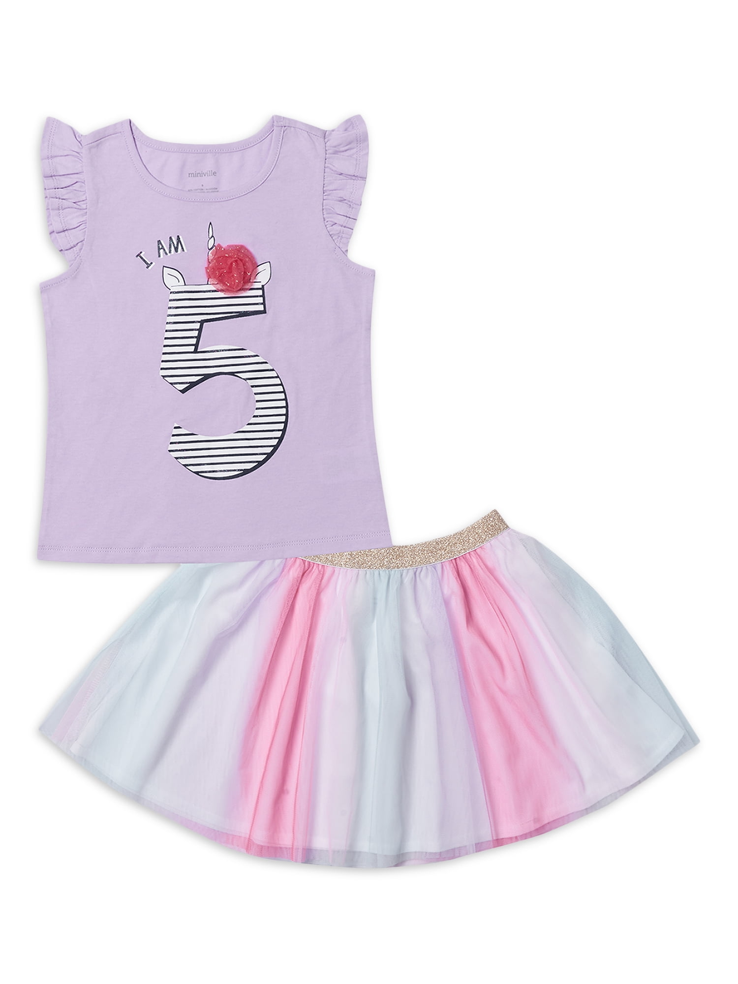 Baby Birthday Kid Girl Clothes Outfit Tutu Skirt Dress+Top T-shirt 2Pc Party Set 