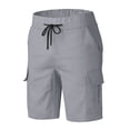 thumbnail image 5 of Lisingtool Cargo Shorts for Men Male Casual Mid Waist Shorts Pant Solid Splice Pocket Drawstring Knee Length Shorts Mens Shorts Grey, 5 of 5