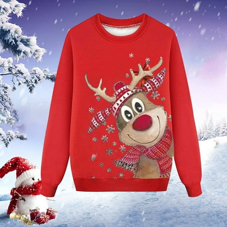 

ERTUTUYI Christmas Sweater Family Set Christmas For Men Women Children Boys Girls Christmas Sweatshirt Red XXL