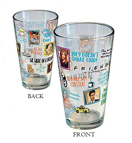 Friends Famous Classic Quotes 16oz pint glass Friends The TV Show (1 Glass Included)