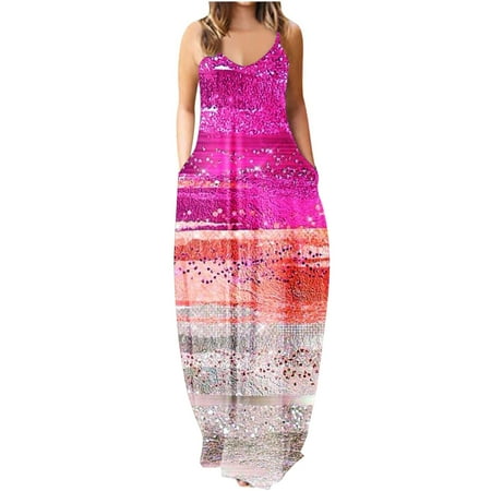 

Plus Maternity Maxi Dress for Women Boho Sleeveless Vintage Floral Flowy Pocket Dress Holiday Long Beach Dresses Outfits