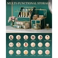 thumbnail image 3 of Makeup Organizer Green– Large Vanity Organizer for Skincare, Lipsticks, Perfume & Brushes – Countertop Cosmetic Storage Box for Women, Bathroom or Dresser., 3 of 12