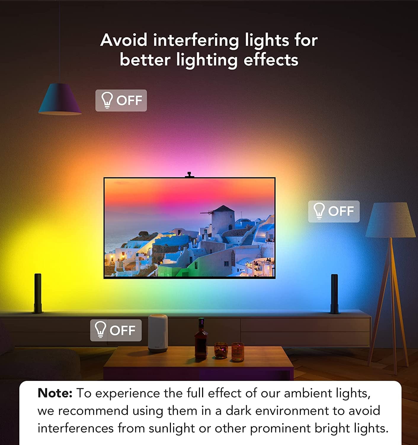 Govee T1 Pro RGBICWW TV Light Kit With Camera,1080p Color sense Camera, LED TV backlights, and 2 LED RGB light bars, Individual Control of LED Groups,Voice And APP Control,Home Theatre,55-65 Inch TVs