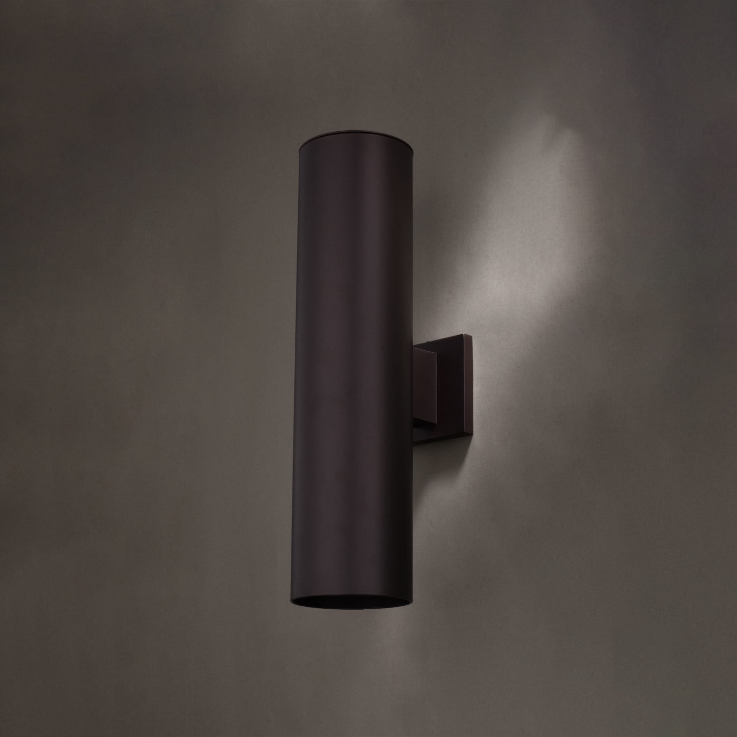 Chiasso 20 in. H 2-Light Deep Bronze Modern Outdoor Wall Sconce with Rust-Resistant Aluminum Shade, Up Down Lighting, LED Compatible Lantern Fixture, Use For Exterior Porch Patio Front Door Garage