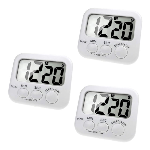 3X Temporizador de Cocina Digital, Pantalla Grande de Fuente Grande, Temporizador de Cocción Trasero Magnético, Alarma