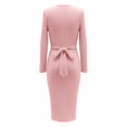 thumbnail image 5 of YMNXA Women's Maternity Dress Long Sleeve Crew Neck Solid Color Comfortable Breathable Pregnant Dresses For Casual Daily Wear,Pink,Xl, 5 of 6