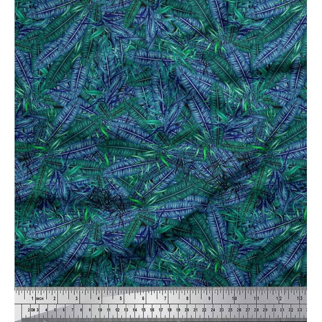 Soimoi Tissu Poly Georgette Feuilles de Palmier Imprimés au Mètre 42 Pouces de Large