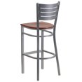 thumbnail image 3 of HERCULES Series Silver Slat Back Metal Restaurant Barstool - Cherry Wood Seat, 3 of 5
