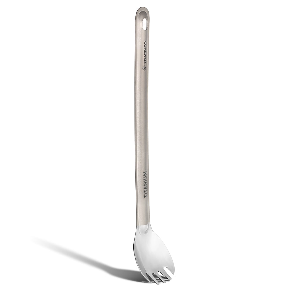 TOMSHOO Titanium Long Handle Spork Portable Outdoor Picnic Matte Dinner Cutlery 