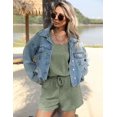 thumbnail image 3 of Ekouaer Rompers for Women Summer 2025 Casual Sleeveless Scoop Neck Tank Top Ribbed Short Jumpsuits Romper with Pockets, 3 of 5