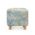 thumbnail image 2 of SCRAWLGOD Coral Starfish Print Blue Beige Ottoman Cover Square Ottoman Covers Washable 13x13x15 Inch Slipcover for Living Room, Storage Footstool Furniture Protector for Dogs, Pets, 2 of 7