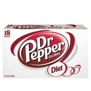 Diet Dr Pepper Soda, 12 fl oz cans, 18 pack