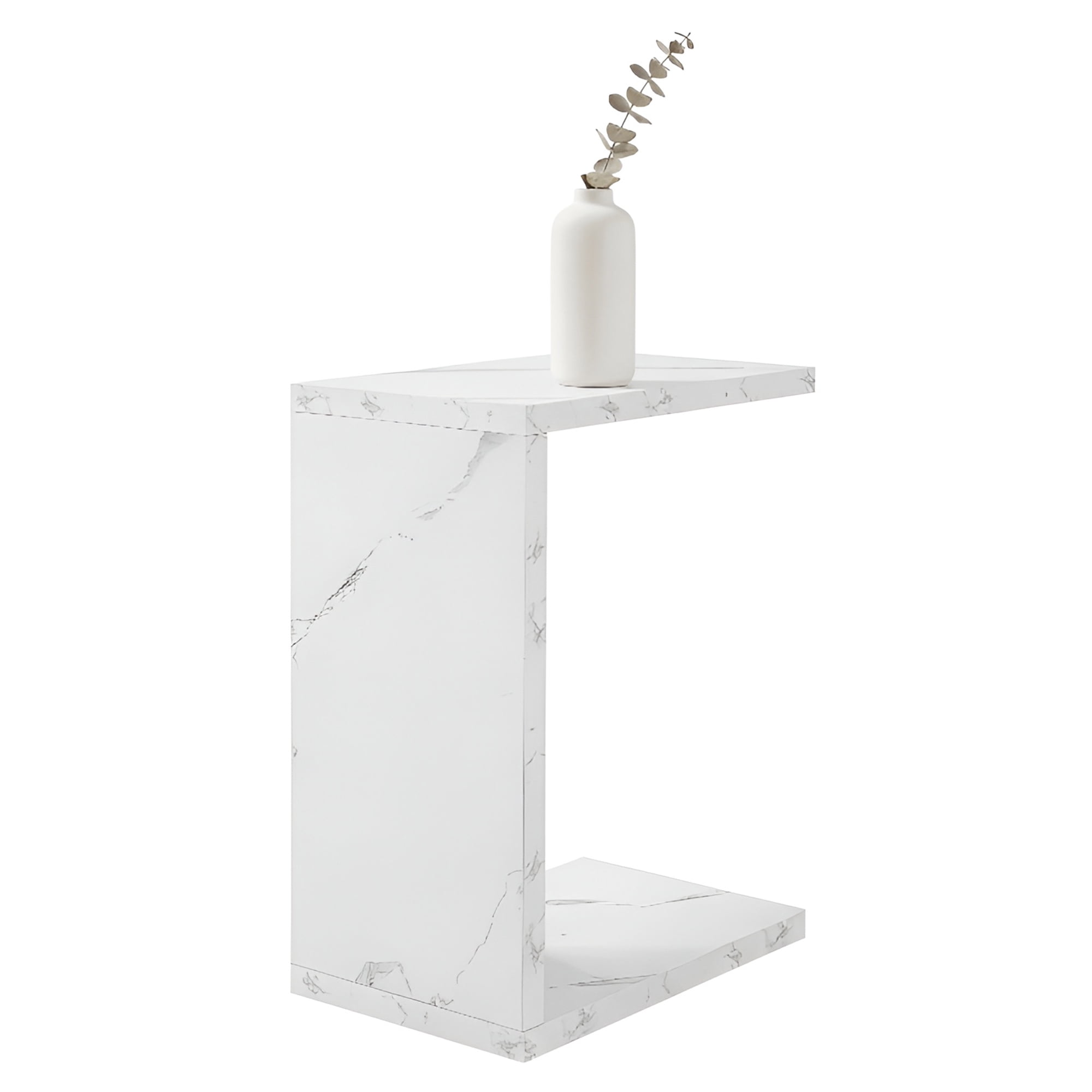 Convenience Concepts Northfield Admiral C End Table, White Faux Marble
