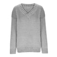 thumbnail image 5 of ShomPort Women's Fall Winter Knit Sweaters V-Neck Long Sleeve Casual Loose Lounge Pullover Tops, 5 of 6