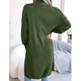 thumbnail image 4 of Cárdigan de punto para mujer, abrigo de punto, color puro, informal, solapa holgada, largo, cárdigan de punto, chaqueta, verde, M, 4 of 6