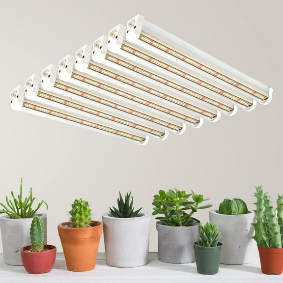 T5 Grow Lights, 408 LED-Bulb White Full Spectrum High PPFD Plant Light Strips for Indoor Plants Growing, Greenhouse, Seeds Starting, Succulents, Expandable Design (8x10W, 400W Equivalent)