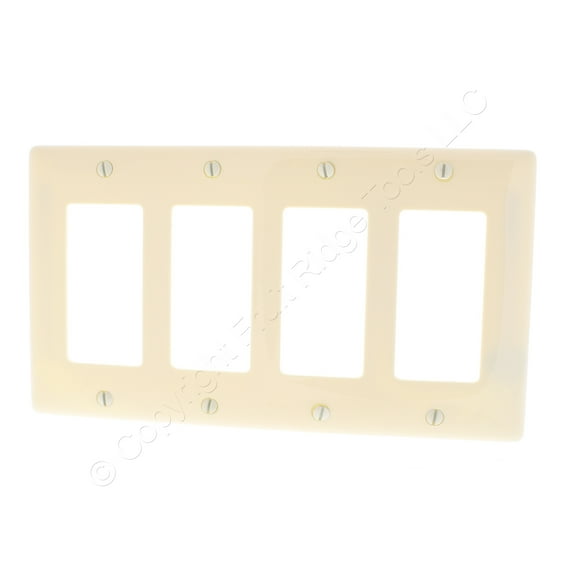 Hubbell NP264AL Almond 4-Gang Decorator Rocker Switchplate Unbreakable Wallplate