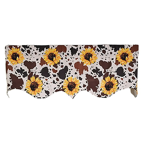RLF Home 3" Rod Pocket High Quality Fabric Sunflower Regal Valance for Windows 50" x 17" Brown