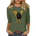 thumbnail image 2 of PNTUTB Women's 3/4 Sleeve Western Style Printed Casual T-shirt, 2 of 6