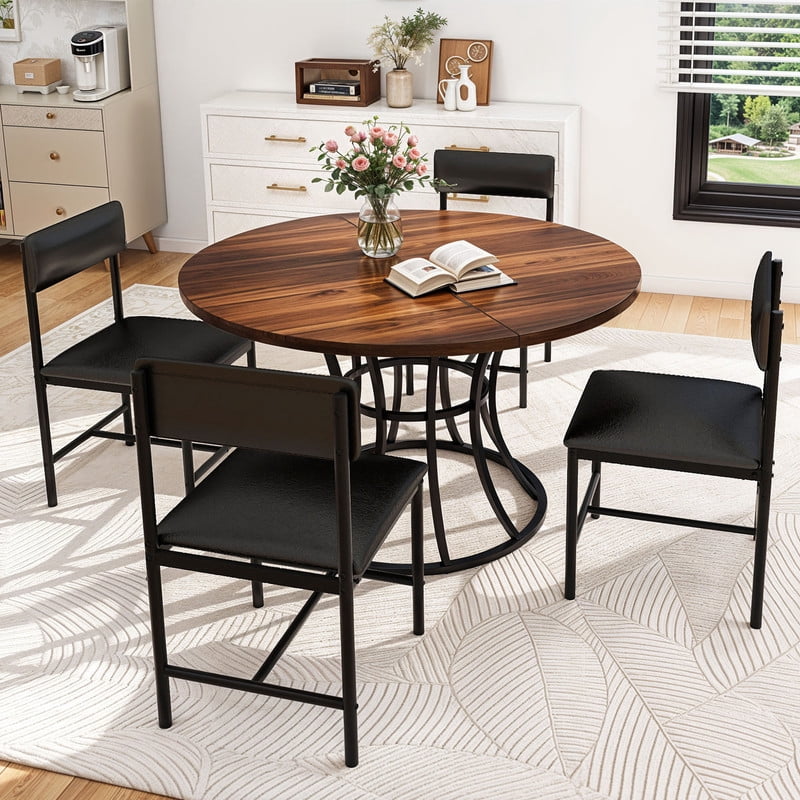 Uforic Dining Chairs Set of 4, Modern Upholstered Dining Room Chairs, Kitchen Chairs with Metal Legs, Dining Side Chairs for Home Kitchen Living Room, Black