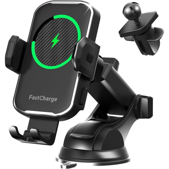 Wireless Car Charger,15W Fast Charging Auto Clamping Phone Holders for Your Car Compatible with iPhone 16/15/14/13, for Samsung Galaxy S24 Ultra S23 S22 S21, S20, S10+