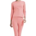 thumbnail image 1 of WZXFASHION sous-Vêtements Thermiques pour Femmes Ensembles Longs Couche de Base Doublée en Polaire sous-Vêtements Longs Pyjamas Hiver Chaud Haut Bas ThermalNnderwearSet Rose m, 1 of 5