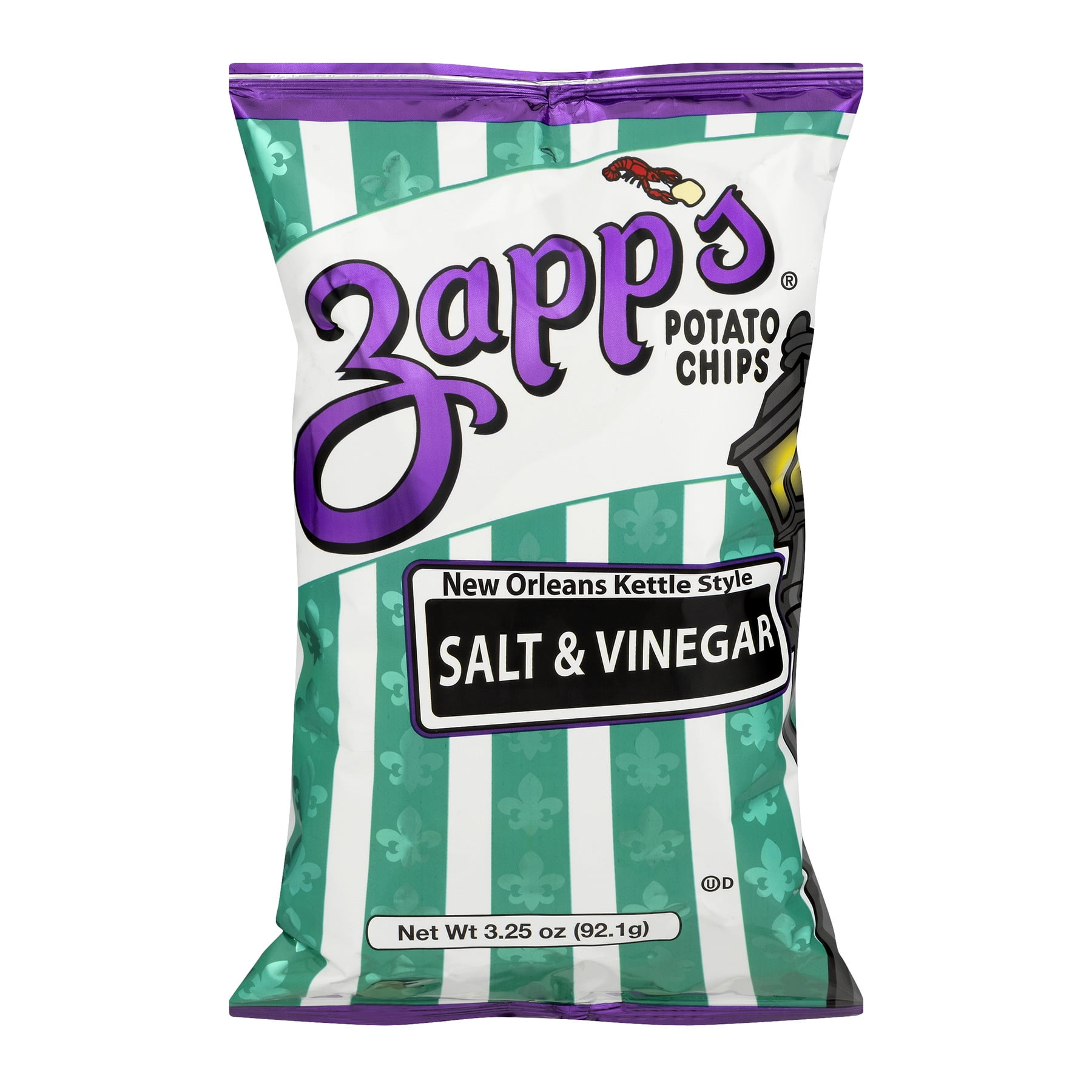 Zapp's New Orleans Kettle Style Potato Chips Salt & Vinegar, 3.25 OZ