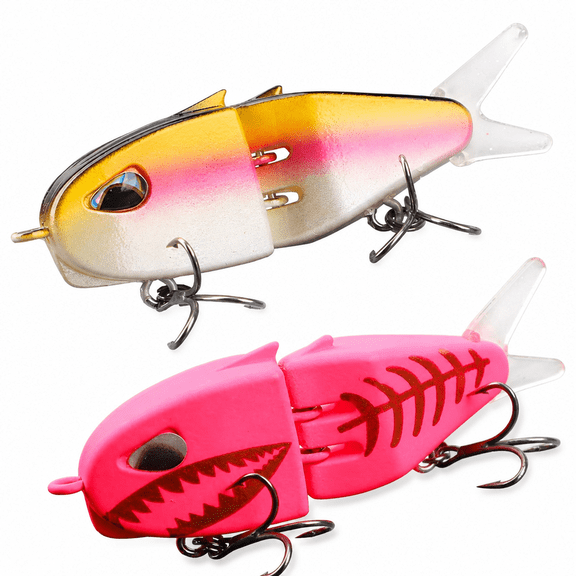 GARDVORA Mini Glide Bait Whopper Popper Fishing Lure, Slow Sinking Wide S Motion Smooth Multi-Jointed Glide Bait for Catfish, Pike Perch, Floating Pencil Bass Freshwater or Saltwater