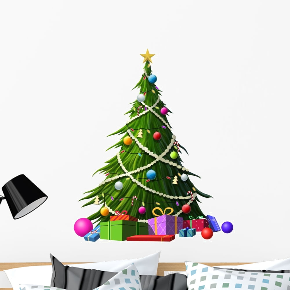 Christmas Tree Wall Decal Wallmonkeys Peel and Stick Holiday Graphics